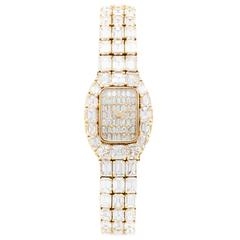  Emerald-Cut Diamond Gold Bracelet Wristwatch by Majesty
