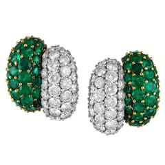 1980's Emerald Diamond Earrings 12