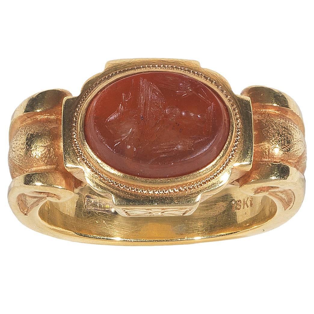 Römisches Reich 1. bis 2. Jahrhundert n. Chr. Karneol-Intaglio-Ring