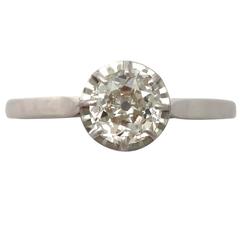 1920s French 1.70 Carat Diamond and 18k White Gold Solitaire Ring 10