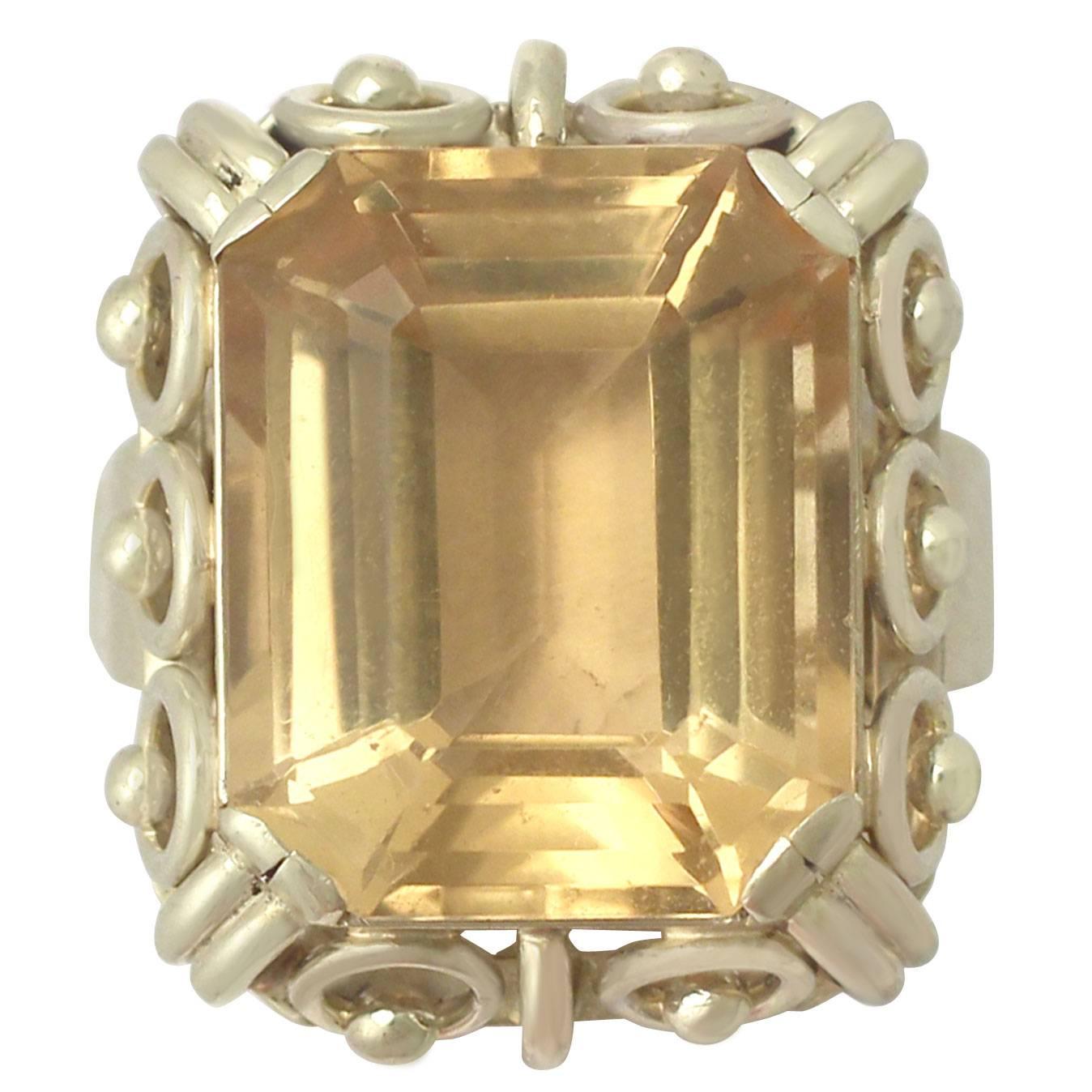 1930s 14.18 Carat Citrine and Yellow Gold Cocktail Ring