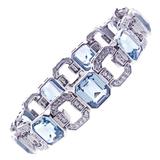 Important Aquamarine and Diamond Bracelet
