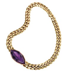 Bulgar Unusual Amethyst Chain Necklace