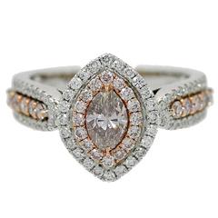 Natural Pink Marquise Center Diamond Ring