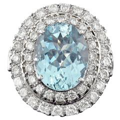 Aquamarine and Diamond Ring in White Gold 2