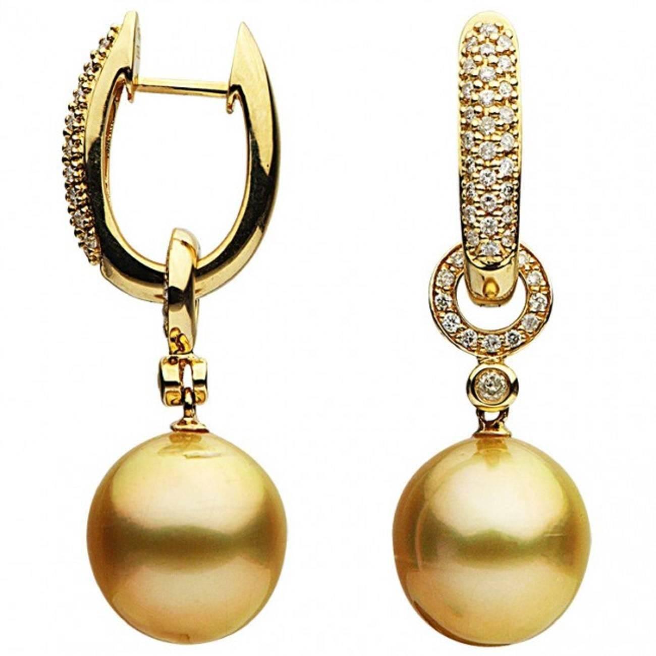 Golden South Sea Diamond Gold Earrings