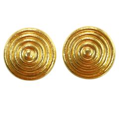 Lalaounis Yellow Gold Disc Earclips
