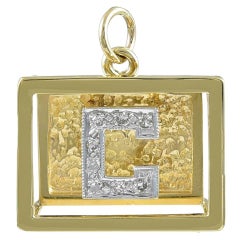 Shadowbox Initial C Charm in Gold With Diamonds