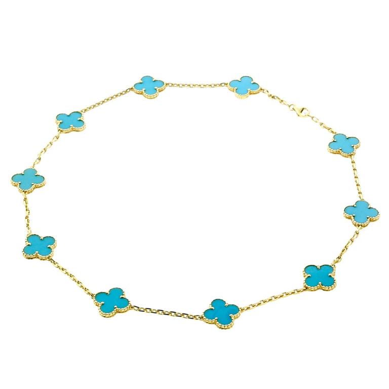 van cleef alhambra turquoise pendant