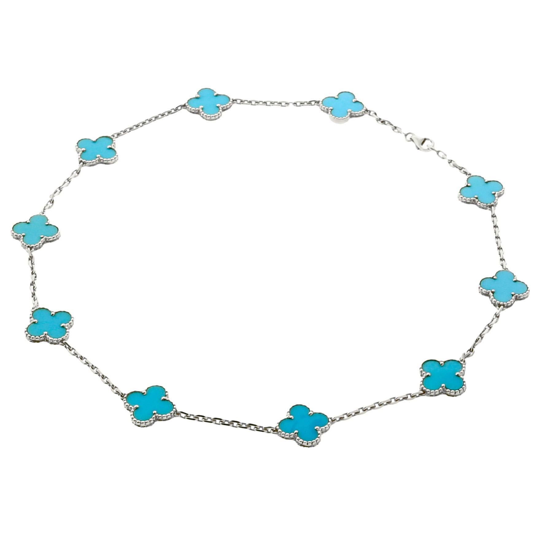 Van Cleef Arpels Turquoise Vintage Alhambra Necklace