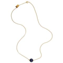Lapis Lazuli Bead and 18ct Yellow Gold Vermeil and Sterling Silver Necklace 5