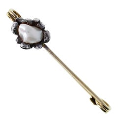 Antique Russian Natural Pearl Pin Brooch