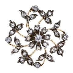 Antique Victorian Floral Diamond Brooch 12