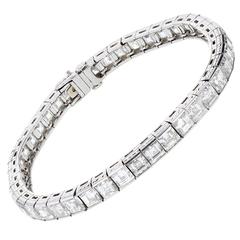 Art Deco Square Cut Diamond Platinum Line Bracelet
