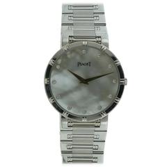 Ladies Piaget Dancer 18k White Gold Mother Of Pearl Diamond Dial Watch