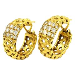 Tiffany & Co. 1995 Vintage Vannerie Collection 2.8 Carats Diamond Earrings