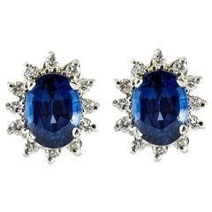 White Gold Diamond and Sapphire Stud Earrings