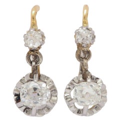 Boucles d'oreilles anciennes victoriennes en or 18 carats et diamants français