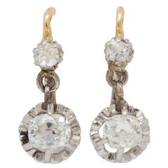 Antique French Diamond Gold Earrings 11