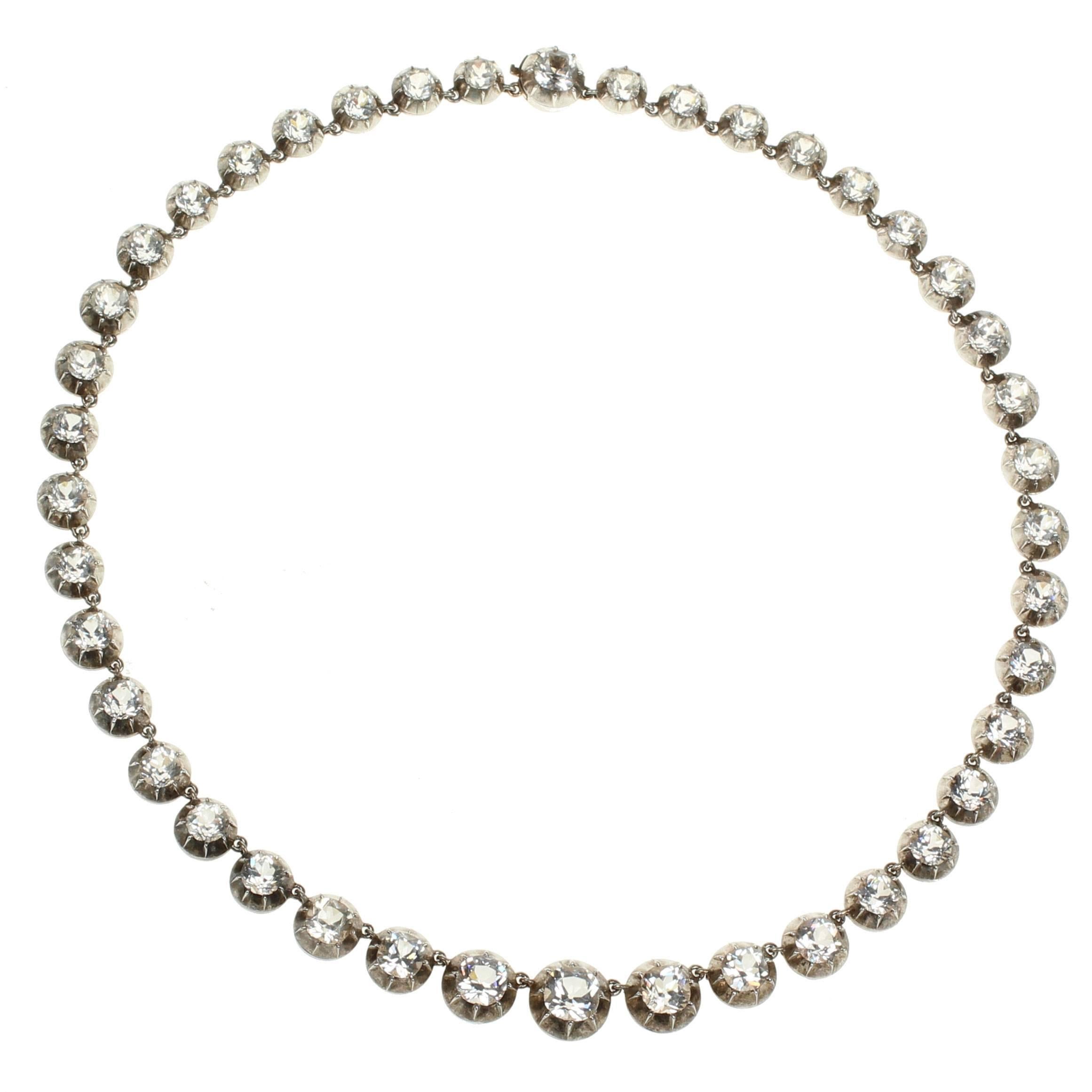 Silver Open Set Georgian Paste Riviere Necklace For Sale