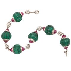 Flair in an Art Deco Carved Paste Bracelet
