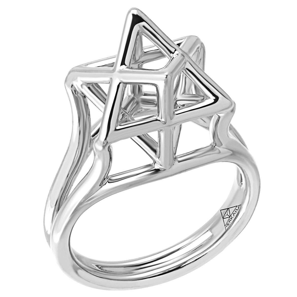 Merkaba Star of David Platinum Ring