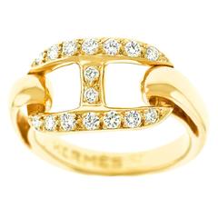 Hermes Diamond Chaine D’Ancre Motif Gold Ring