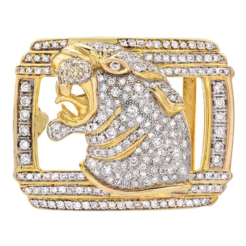 Diamond Gold Belt Buckle For Sale at 1stdibs