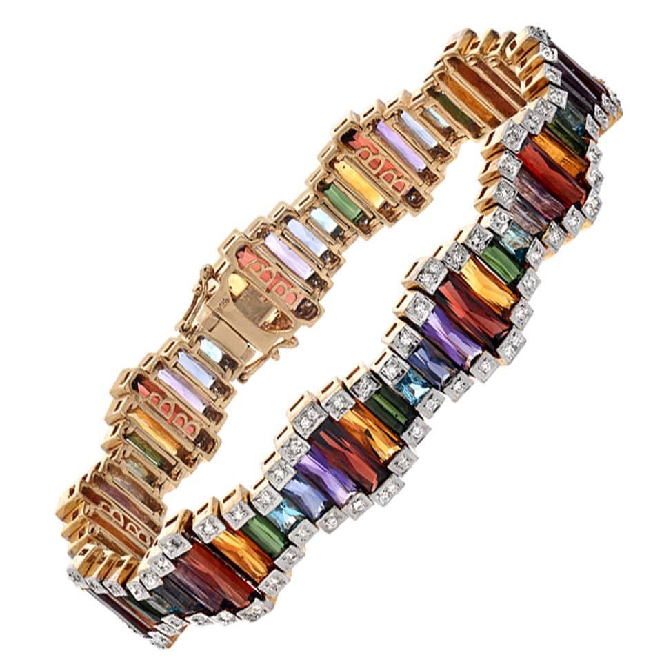 Bellarri Multi Colored Gemstone Diamond Bracelet