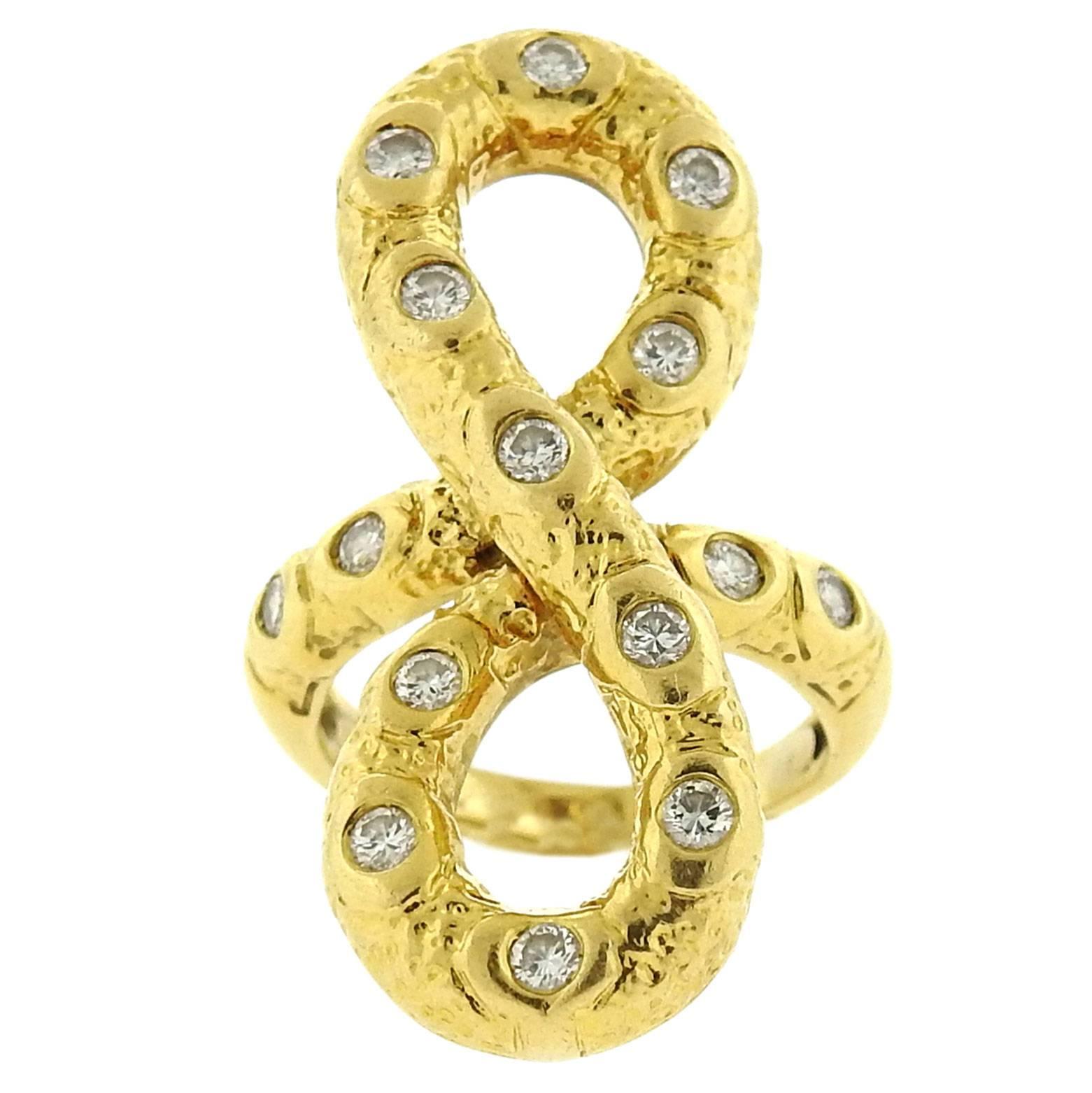 1970s Van Cleef & Arpels VCA Gold Diamond Infinity Ring