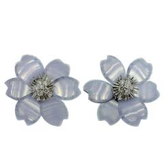 VAN CLEEF & ARPELS Rose de Noël Chalcedony Diamond Large Model Earrings 12