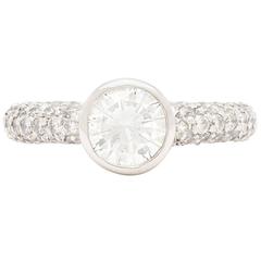 GIA Round Brilliant-Cut Diamond Pavé Engagement Ring