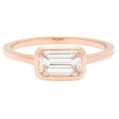 Emerald Cut Horizontally-Set Diamond Rose Gold Engagement Ring