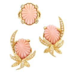 Angel Skin Coral Diamond Gold Set