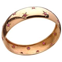 Retro Ruby Gold Bangle Bracelet 1
