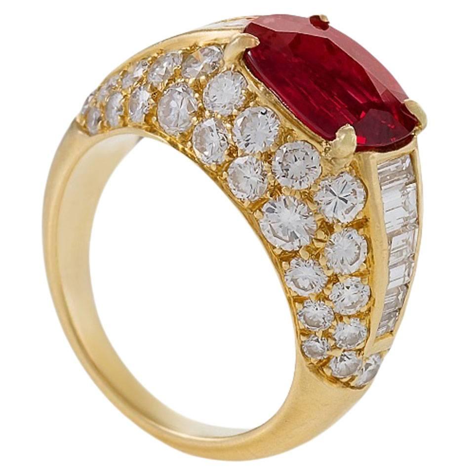 Bulgari Late-20th Century Ruby and Diamond 'Trombino' Ring