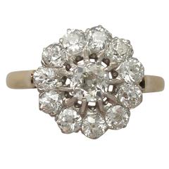 1920s French 2.58 Carat Diamond and Yellow Gold Cluster Ring 4