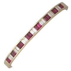 Italian 2.10 Carat Ruby and 1.69 Carat Diamond Yellow Gold Bangle 9