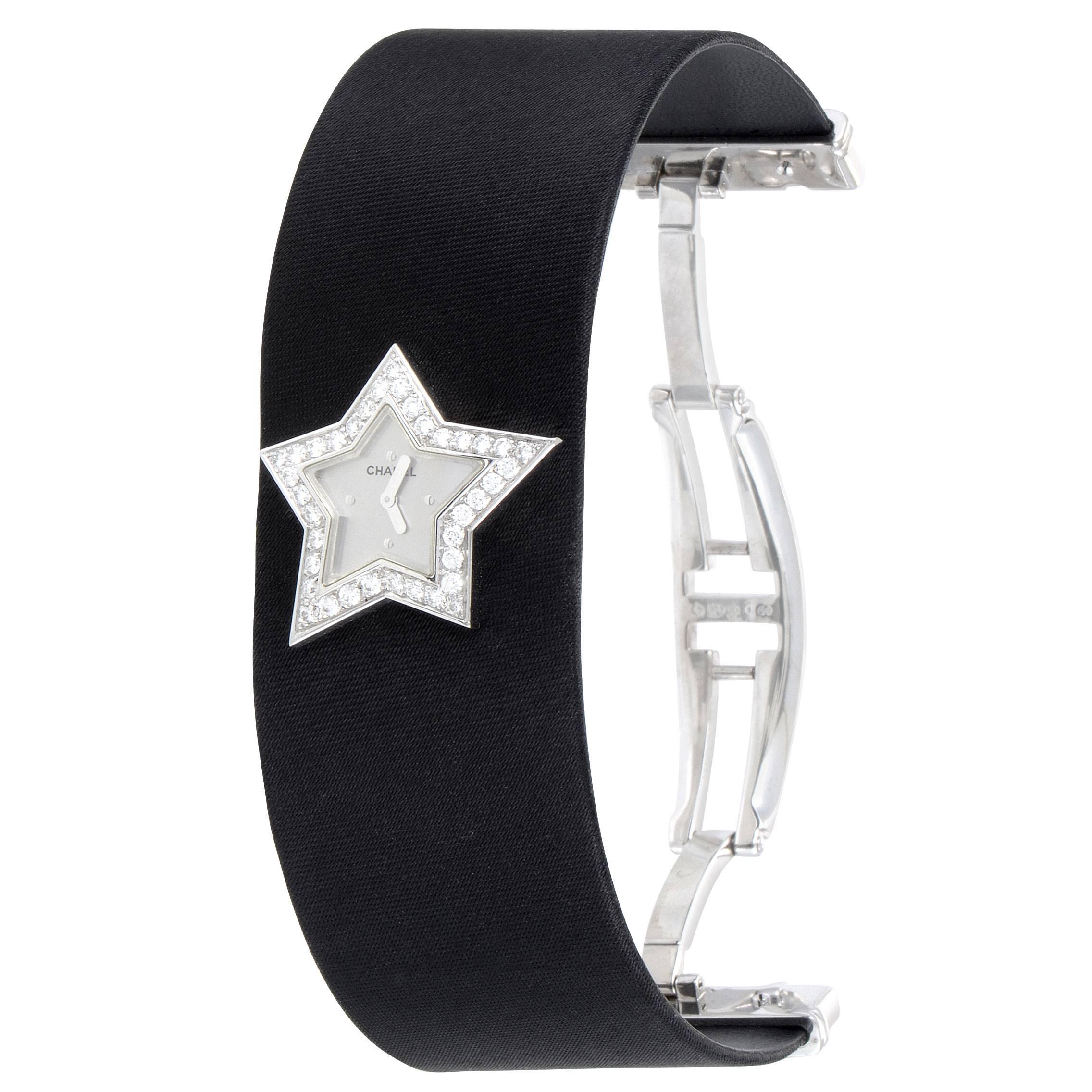 Chanel Comète  White Gold Diamond and Satin Cuff Watch