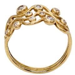Golden Waves Diamond Ring 14 Karat Yellow Gold