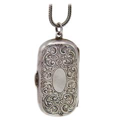 Antique Victorian Sterling Silver Coin-Holder Locket 1880's 1