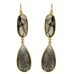 Large Faceted Labradorite Drop Earrings with Ovals and Pears 5