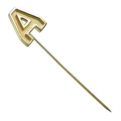 Retro Gold Stickpin with Letter A