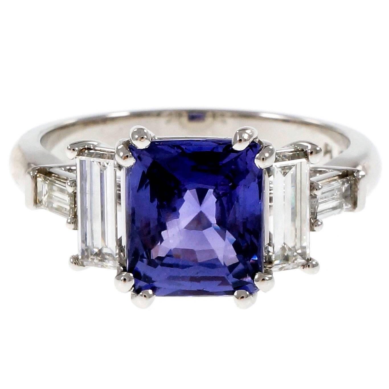 Peter Suchy Violet Natural Sapphire Platinum Engagement Ring 