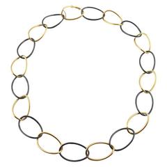 Jona High Tech Black Ceramic Gold Curb Link Necklace 4