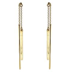 Jona 18 Karat Yellow Gold Bar Ear Pendant Earrings