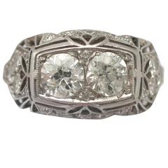 1940s Art Deco 1.73 Carat Diamond and Platinum Cocktail Ring 10