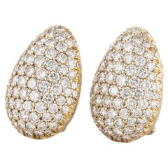 Estate Pavé Diamond 18K Gold Earrings