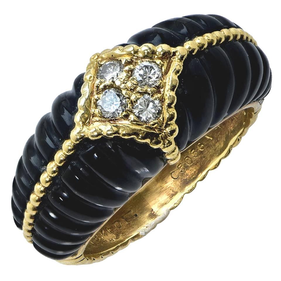 Van Cleef & Arpels Diamond Onyx  Ring 
