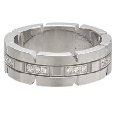 Cartier Diamond and White Gold Tank Francaise Band Ring
